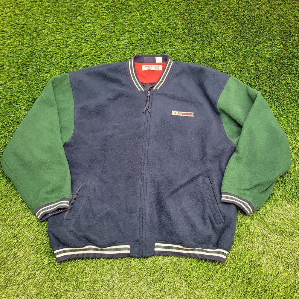 Vintage Bugle-Boy Fleece Jacket Large 26x27 Baggy Two-Tone Y2K